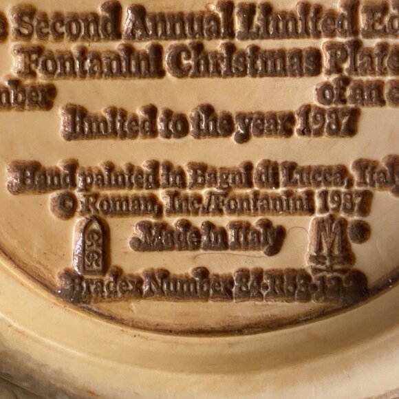 Vtg 1987 Fontanini Christmas Plate O Come Let Us Adore Him Elio Simonetti 9" 3D - Picture 4 of 8